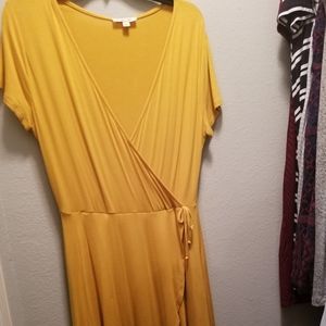 Yellow Mock Wrap Dress